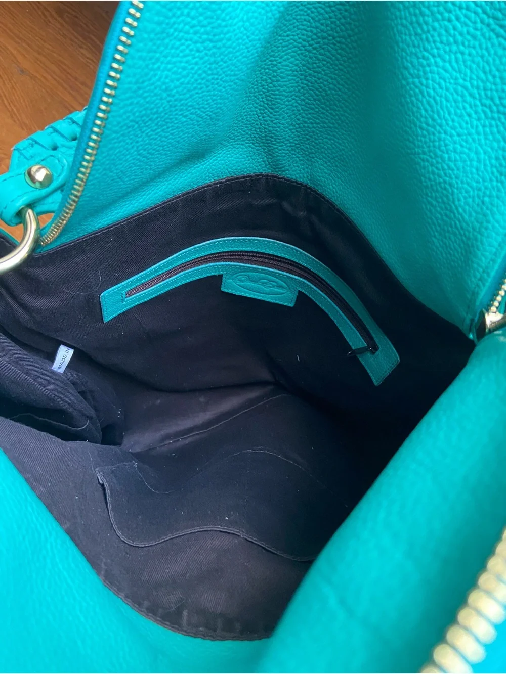 NWOT Onna Ehrlich Rachel Turquoise Pebbled Leather Shoulder Bag with Tassel